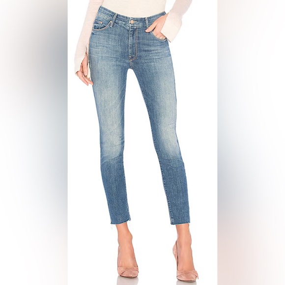 Mother High Waisted Looker Ankle Fray Jeans in Jumping Off Swings Size 25 - Picture 1 of 12